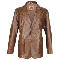 Whipstitch Leather Blazer Brown