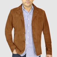 Suede Blazer Jacket M140-#Tan