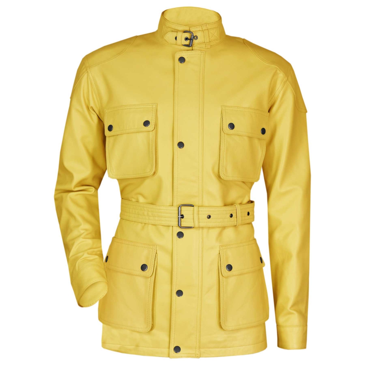 Military Style - Yellow - Lamb hide - Panther | Leather Jackets | Men's ...