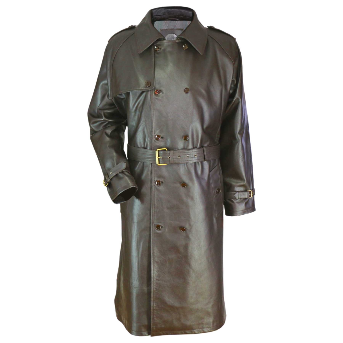 Trench Overcoat Jacket M127-#P - Brown - Cow hide | Leather Jackets ...