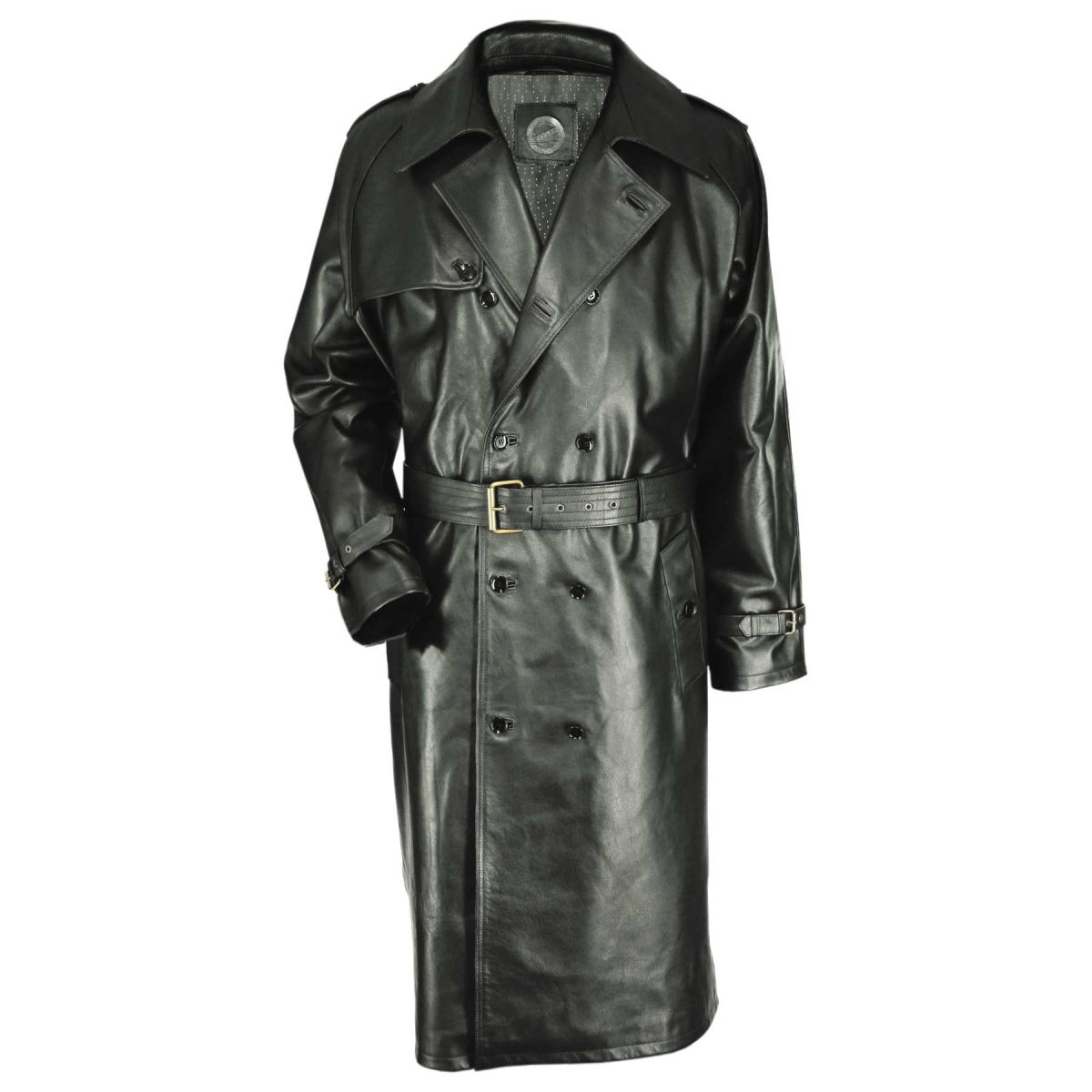 Trench Overcoat Jacket M127-#R - Jet Black - Cow hide | Leather Jackets ...