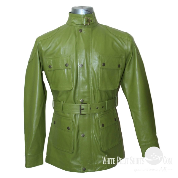 Military Style - Green - Bright Green Panther | Leather Jackets | Men's ...