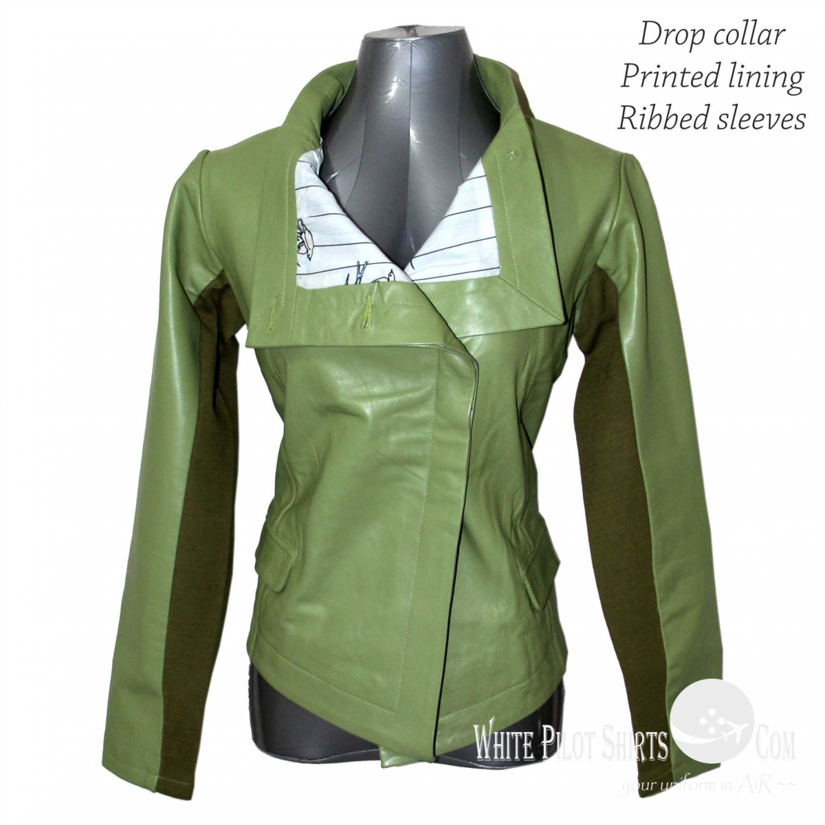 Open Collar Jacket - Bright Green | Leather Jackets | Women's Leather ...