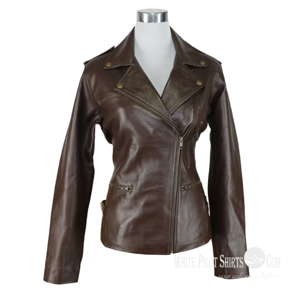 Biker jacket - Dark Brown | Leather Jackets | Women's Leather Jackets ...