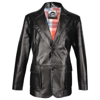 Whipstitch Leather Blazer Black