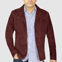 Suede Blazer Jacket M140-#Maroon